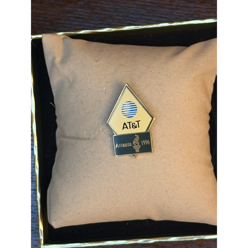 Vintage AT&T Atlanta 1996 Olympic Games Sponsor Lapel Pin Gold Tone Enamel